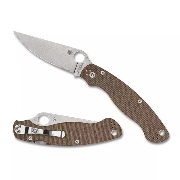 Spyderco Military 2 Brown Canvas Micarta CPM CRU-WEAR